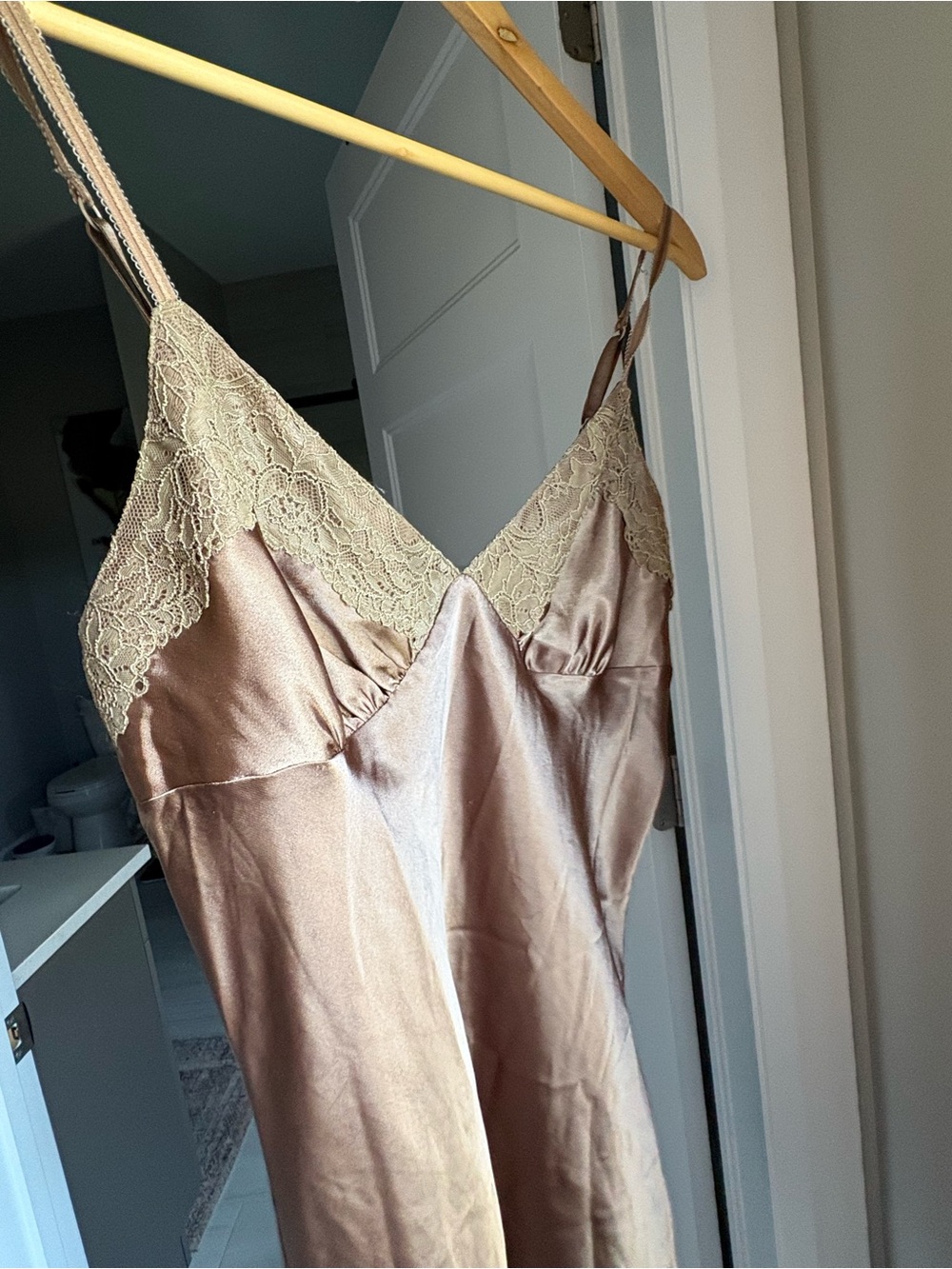 La SENZA Satin Lace-Trim Slip Dress - Taupe - Picture 6 of 6